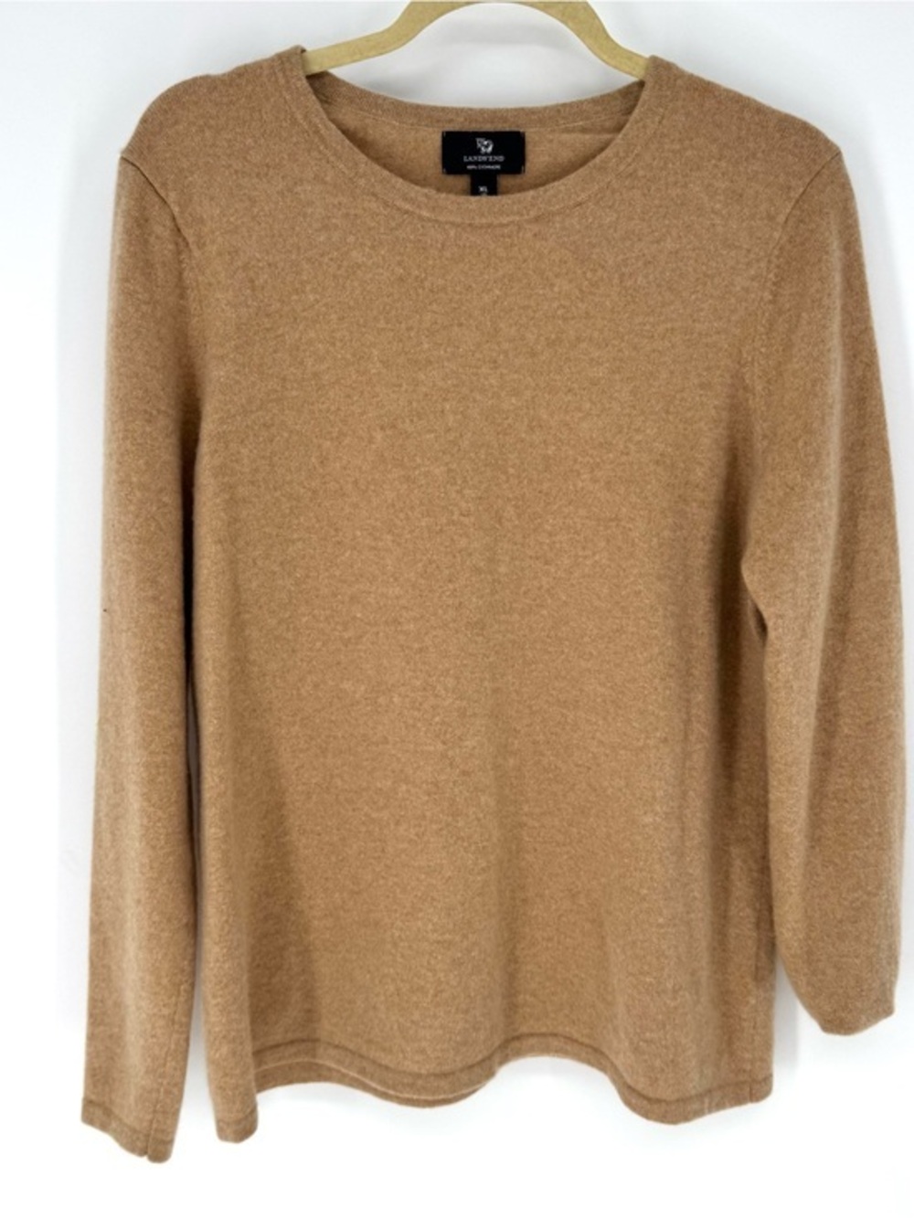 Lands' End cottagecore cost Camel Crewneck Turtleneck-Style Sweater X-large